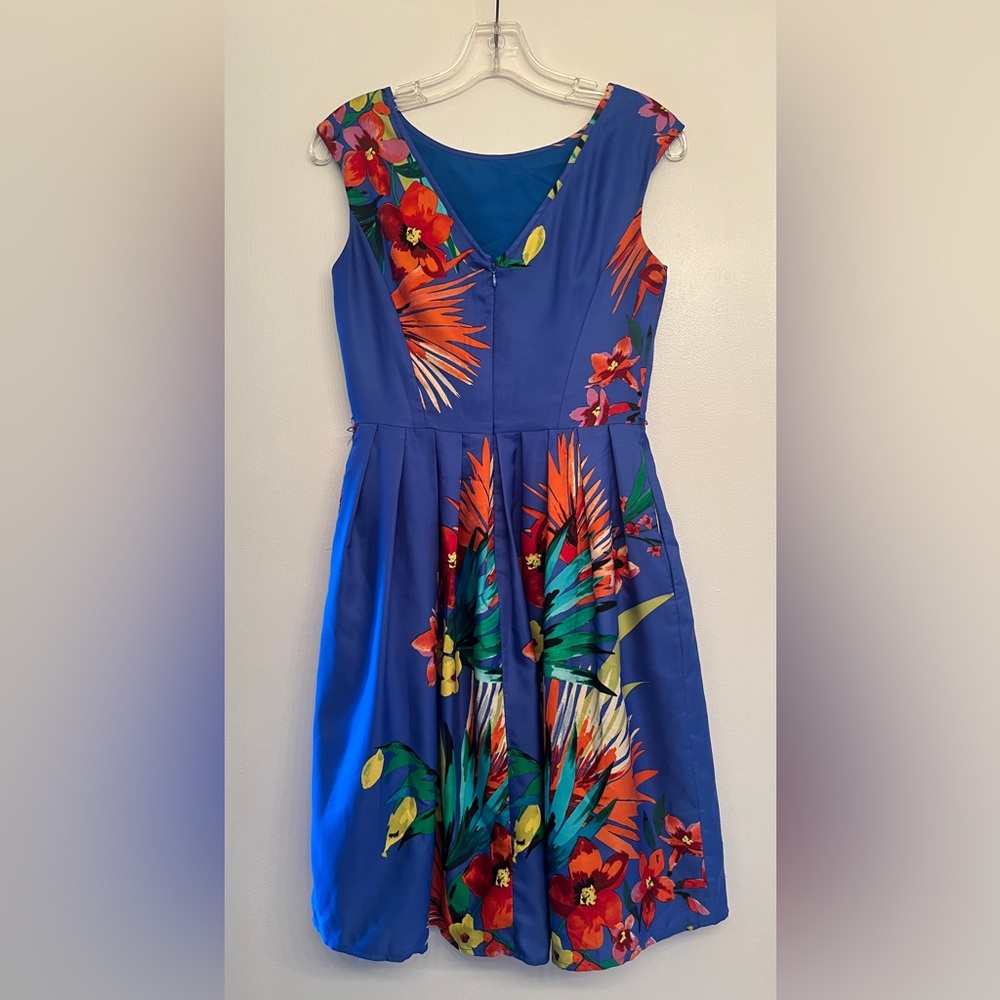 ELLEN TRACY Blue Green
Orange Floral Leaves dress size S - Picture 2 of 12